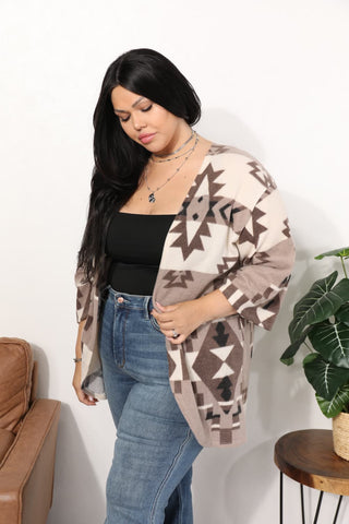 Shop Sew In Love Full Size Cardigan with Aztec Pattern - High-Quality U.S. Made Women’s Fashion with Free & Fast Shipping