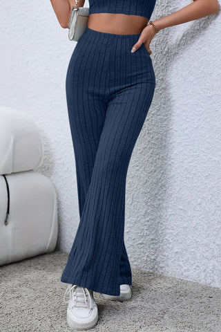 Shop Basic Bae Full Size Ribbed High Waist Flare Pants - High-Quality U.S. Made Women’s Fashion with Free & Fast Shipping