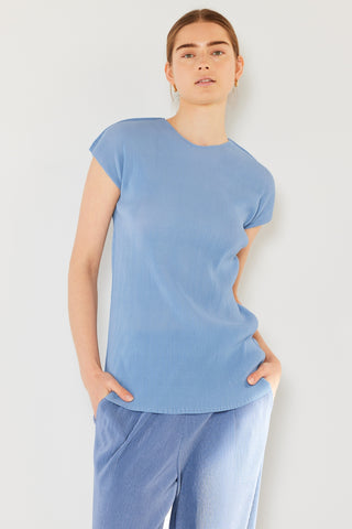 Shop Periwinkle Marina West Swim Rib Pleated Cap Sleeve Top - High-Quality U.S. Made Women’s Fashion with Free & Fast Shipping