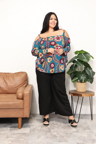 Shop Sew In Love Full Size Floral Cold Shoulder Blouse - High-Quality U.S. Made Women’s Fashion with Free & Fast Shipping