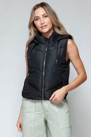 Shop Snobbish Zip Up Quilted Hooded Vest - High-Quality U.S. Made Women’s Fashion with Free Fast Shipping