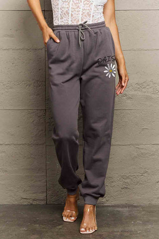 Shop Simply Love Simply Love Full Size Drawstring DAISY Graphic Long Sweatpants - High-Quality U.S. Made Women’s Fashion with Free Fast Shipping