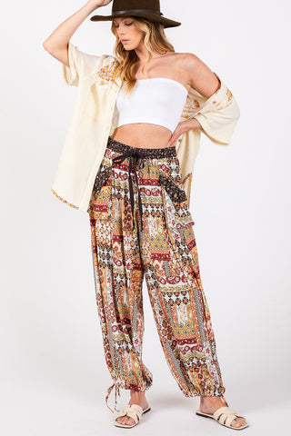 Shop Multi SAGE + FIG High-Rise Balloon Bohemian Print Pants - High-Quality U.S. Made Women’s Fashion with Free & Fast Shipping