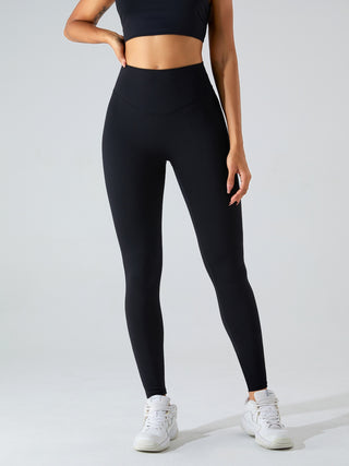 Shop Black High Waist Wide Waistband Active Leggings - High-Quality U.S. Made Women’s Fashion with Free & Fast Shipping