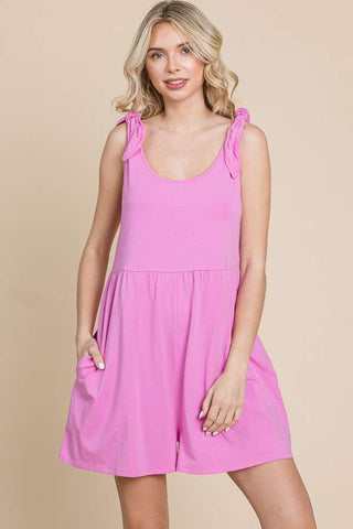 Shop CHARM PINK Culture Code Full Size Shoulder Knot Baggy Romper - High-Quality U.S. Made Women’s Fashion with Free & Fast Shipping