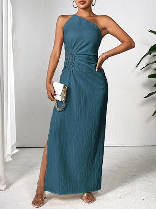 Shop Honey Slit One Shoulder Sleeveless Maxi Dress - High-Quality U.S. Made Women’s Fashion with Free & Fast Shipping