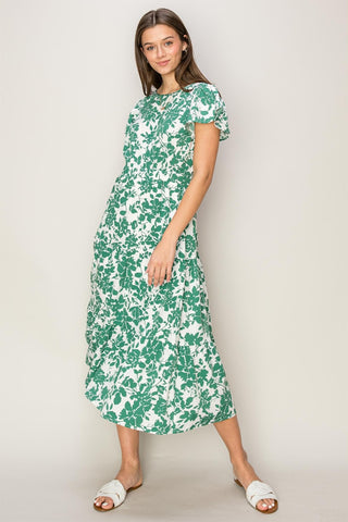 Shop Green HYFVE Floral Cutout Midi Dress - High-Quality U.S. Made Women’s Fashion with Free & Fast Shipping