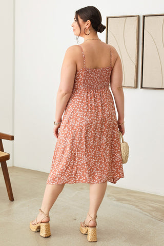 Shop Zenobia Plus Size Cutout Floral Spaghetti Strap Dress - High-Quality U.S. Made Women’s Fashion with Free & Fast Shipping