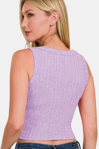 Shop Zenana Ribbed Cropped Tank - High-Quality U.S. Made Women’s Fashion with Free & Fast Shipping