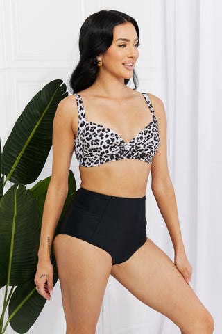 Shop Leopard Marina West Swim Take A Dip Twist High-Rise Bikini in Leopard - High-Quality U.S. Made Women’s Fashion with Free & Fast Shipping