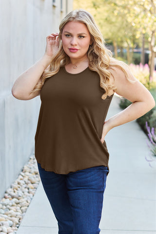 Shop Basic Bae Full Size Round Neck Curved Hem Tank - High-Quality U.S. Made Women’s Fashion with Free & Fast Shipping