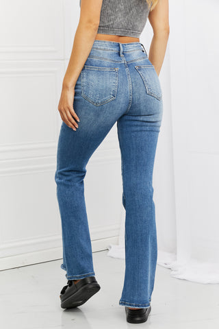 Shop RISEN Full Size Iris High Waisted Flare Jeans - High-Quality U.S. Made Women’s Fashion with Free & Fast Shipping