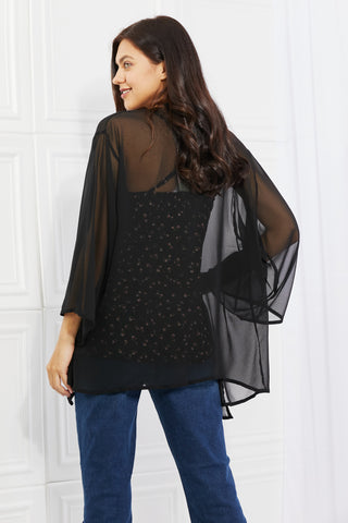 Shop Melody Just Breathe Full Size Chiffon Kimono in Black - High-Quality U.S. Made Women’s Fashion with Free & Fast Shipping