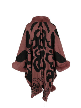 Shop Faux Fur Trim Poncho - High-Quality U.S. Made Women’s Fashion with Free & Fast Shipping