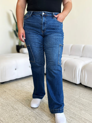 Shop Judy Blue Full Size High Waist Straight Cargo Jeans - High-Quality U.S. Made Women’s Fashion with Free & Fast Shipping