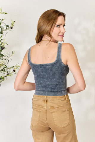 Shop Zenana Washed Ribbed Cropped Tank - High-Quality U.S. Made Women’s Fashion with Free Fast Shipping