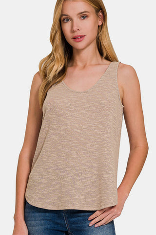 Shop Zenana Curved Hem Round Neck Tank - High-Quality U.S. Made Women’s Fashion with Free Fast Shipping