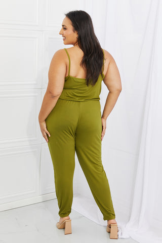 Shop Capella Comfy Casual Full Size Solid Elastic Waistband Jumpsuit in Chartreuse - High-Quality U.S. Made Women’s Fashion with Free & Fast Shipping