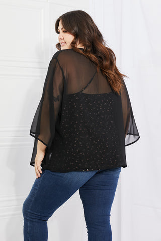 Shop Melody Just Breathe Full Size Chiffon Kimono in Black - High-Quality U.S. Made Women’s Fashion with Free & Fast Shipping