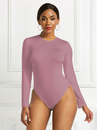 Shop Round Neck Long Sleeve Bodysuit - High-Quality U.S. Made Women’s Fashion with Free & Fast Shipping