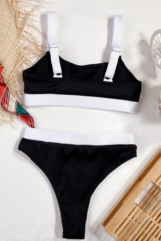 Shop Color Block Scoop Neck Bikini Set - High-Quality U.S. Made Women’s Fashion with Free Fast Shipping