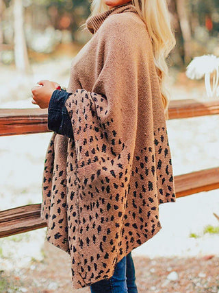 Shop Leopard Turtleneck Poncho - High-Quality U.S. Made Women’s Fashion with Free & Fast Shipping