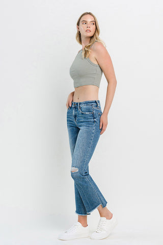 Shop Vervet by Flying Monkey Full Size Mid Rise Distressed Cropped Flare Jeans - High-Quality U.S. Made Women’s Fashion with Free & Fast Shipping