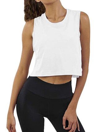 Shop Round Neck Cropped Tank - High-Quality U.S. Made Women’s Fashion with Free Fast Shipping