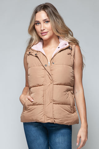 Shop Snobbish Snap and Zip Closure Hooded Vest - High-Quality U.S. Made Women’s Fashion with Free Fast Shipping