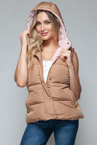 Shop Snobbish Snap and Zip Closure Hooded Vest - High-Quality U.S. Made Women’s Fashion with Free & Fast Shipping