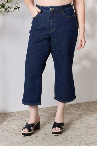 Shop Judy Blue Full Size High Waist Cropped Wide Leg Jeans - High-Quality U.S. Made Women’s Fashion with Free & Fast Shipping