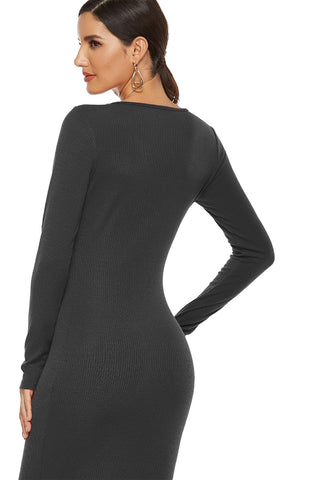 Shop Ribbed Scoop Neck Sweater Dress - High-Quality U.S. Made Women’s Fashion with Free & Fast Shipping