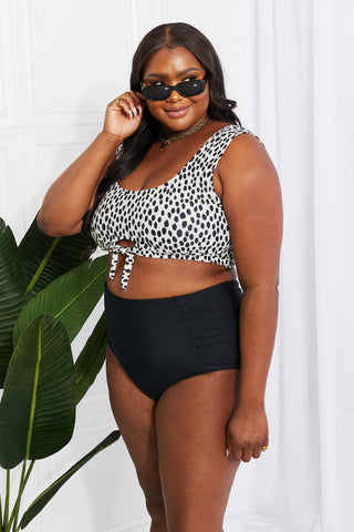 Shop Marina West Swim Sanibel Crop Swim Top and Ruched Bottoms Set in Black - High-Quality U.S. Made Women’s Fashion with Free Fast Shipping