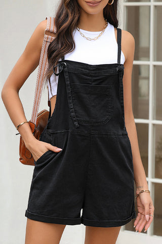 Shop Square Neck Denim Overalls with Pockets - High-Quality U.S. Made Women’s Fashion with Free Fast Shipping