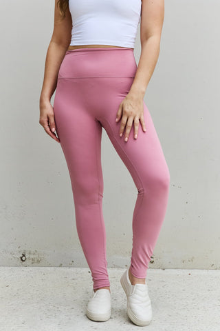 Shop Zenana Fit For You Full Size High Waist Active Leggings in Light Rose - High-Quality U.S. Made Women’s Fashion with Free & Fast Shipping