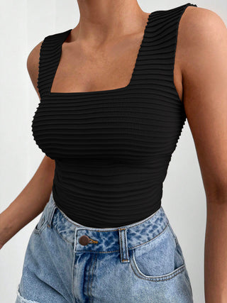 Shop Square Neck Wide Strap Tank - High-Quality U.S. Made Women’s Fashion with Free & Fast Shipping