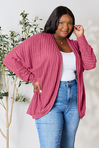 Shop Basic Bae Full Size Ribbed Cocoon Cardigan - High-Quality U.S. Made Women’s Fashion with Free & Fast Shipping