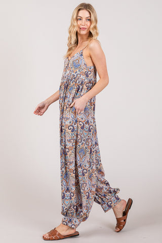 Shop SAGE + FIG Full Size Multi Paisley Print Sleeveless Jumpsuit - High-Quality U.S. Made Women’s Fashion with Free & Fast Shipping