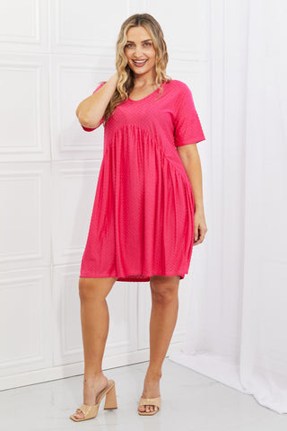 Shop BOMBOM Another Day Swiss Dot Casual Dress in Fuchsia - High-Quality U.S. Made Women’s Fashion with Free & Fast Shipping