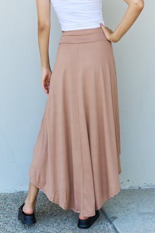 Shop Ninexis First Choice High Waisted Flare Maxi Skirt in Camel - High-Quality U.S. Made Women’s Fashion with Free & Fast Shipping