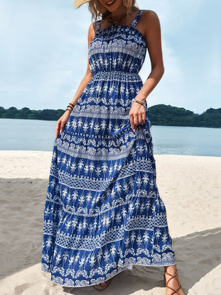 Shop Perfee Printed Square Neck Sleeveless Maxi Dress - High-Quality U.S. Made Women’s Fashion with Free Fast Shipping