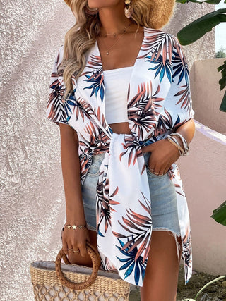 Shop Printed Open Front Half Sleeve Cover Up - High-Quality U.S. Made Women’s Fashion with Free Fast Shipping