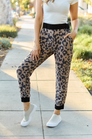 Shop Celeste Design Full Size Leopard Contrast Sweatpants - High-Quality U.S. Made Women’s Fashion with Free & Fast Shipping