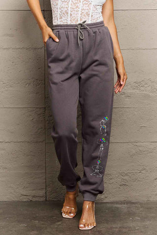 Shop Dark Gray Simply Love Full Size SKELETON Graphic Sweatpants - High-Quality U.S. Made Women’s Fashion with Free & Fast Shipping