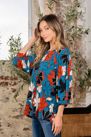 Shop Sew In Love Full Size Printed Boat Neck Blouse - High-Quality U.S. Made Women’s Fashion with Free & Fast Shipping