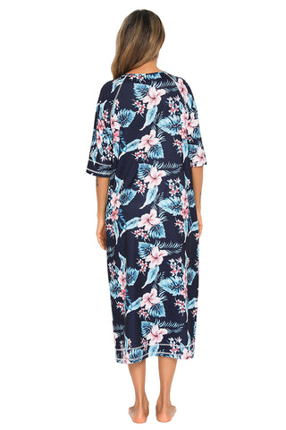 Shop Printed Slit Night Dress with Pockets - High-Quality U.S. Made Women’s Fashion with Free & Fast Shipping