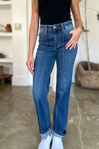 Shop Judy Blue Full Size High Waist Front Seam Detail Straight Jeans - High-Quality U.S. Made Women’s Fashion with Free & Fast Shipping