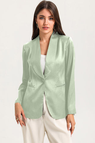 Shop Gum Leaf Long Sleeve Shawl Collar Blazer - High-Quality U.S. Made Women’s Fashion with Free & Fast Shipping