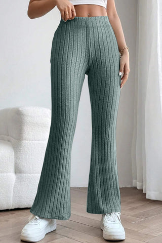 Shop Basic Bae Full Size Ribbed High Waist Flare Pants - High-Quality U.S. Made Women’s Fashion with Free & Fast Shipping