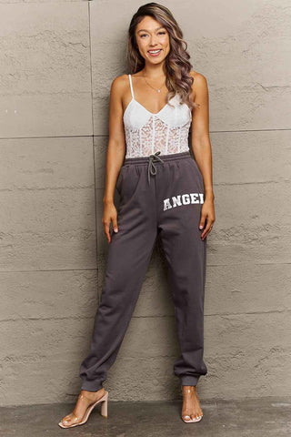 Shop Simply Love Simply Love Full Size Drawstring Angel Graphic Long Sweatpants - High-Quality U.S. Made Women’s Fashion with Free Fast Shipping